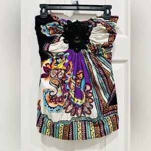 NWT: SKY, Paisley Tube Top with Crochet, Medium